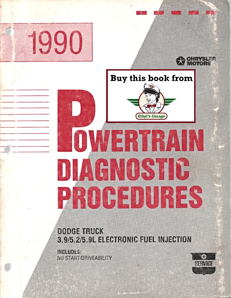 1990 Mopar Dodge RAM Truck/Van 3.9L/5.2L/5.9L EFI V-6 & V-8 Engines Powertrain Diagnostic Procedures