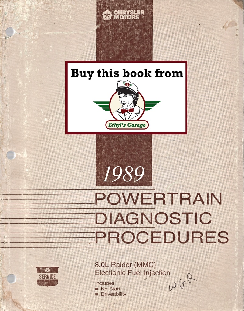 1989 Mopar Dodge RAM Raider (MMC) 3.0L EFI V-6 Engines Powertrain Diagnostic Procedures