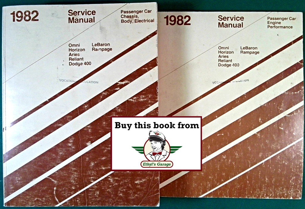 1982 Chrysler/Dodge/Plymouth Front-Wheel-Drive Car Shop Service Manual 2 Vol Set Aries, Reliant, Rampage, Omni, Horizon, LeBaron, 400