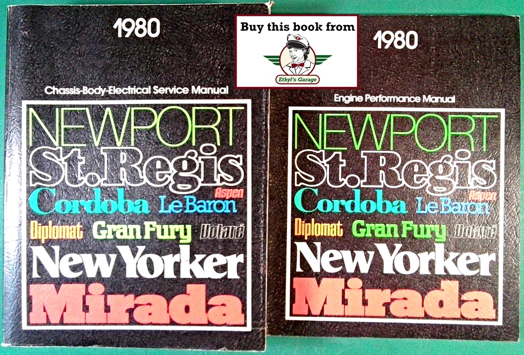 1980 Chrysler/Plymouth/Dodge Factory Shop Service Manual Set LeBaron/Volare/Aspen/New Yorker/Newport/Diplomat/St. Regis/Cordoba/Mirada/Caravelle/Gran Fury