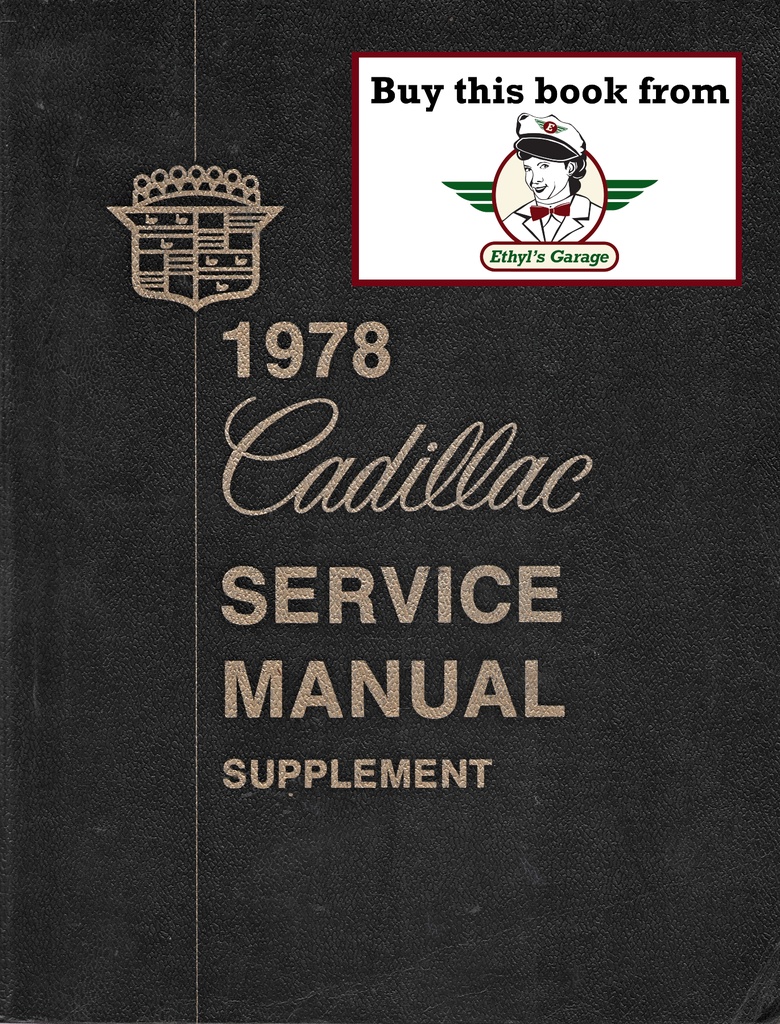 1978 Cadillac Factory Shop Service Repair Manual Supplement