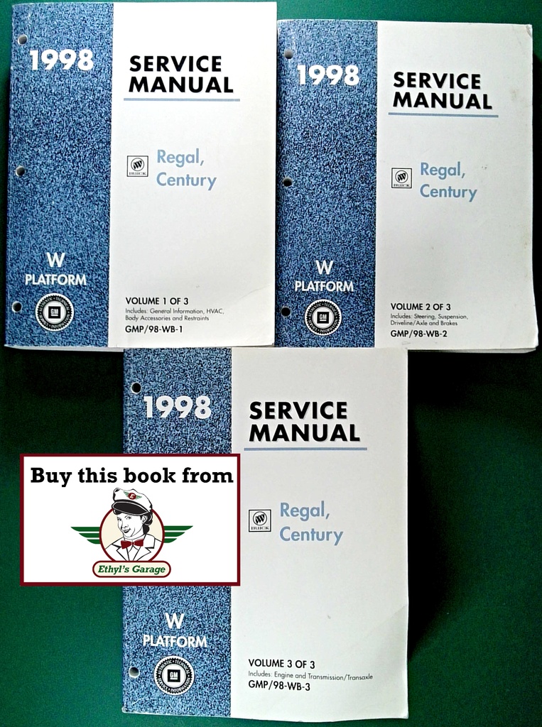 1998 Buick Regal & Century Factory Shop Service Repair Manual 3 Vol Set