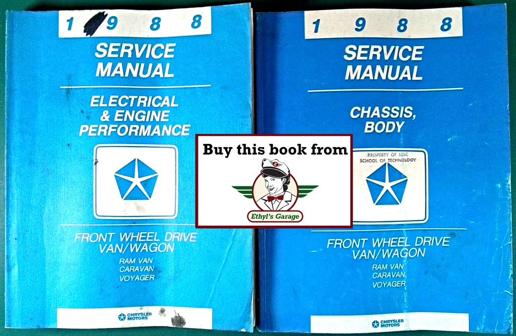1988 Dodge/Plymouth Ram Van, Caravan, and Voyager Front-Wheel-Drive Van/Wagon Shop Maintenance Repair Service Manual 2 Vol. Set 