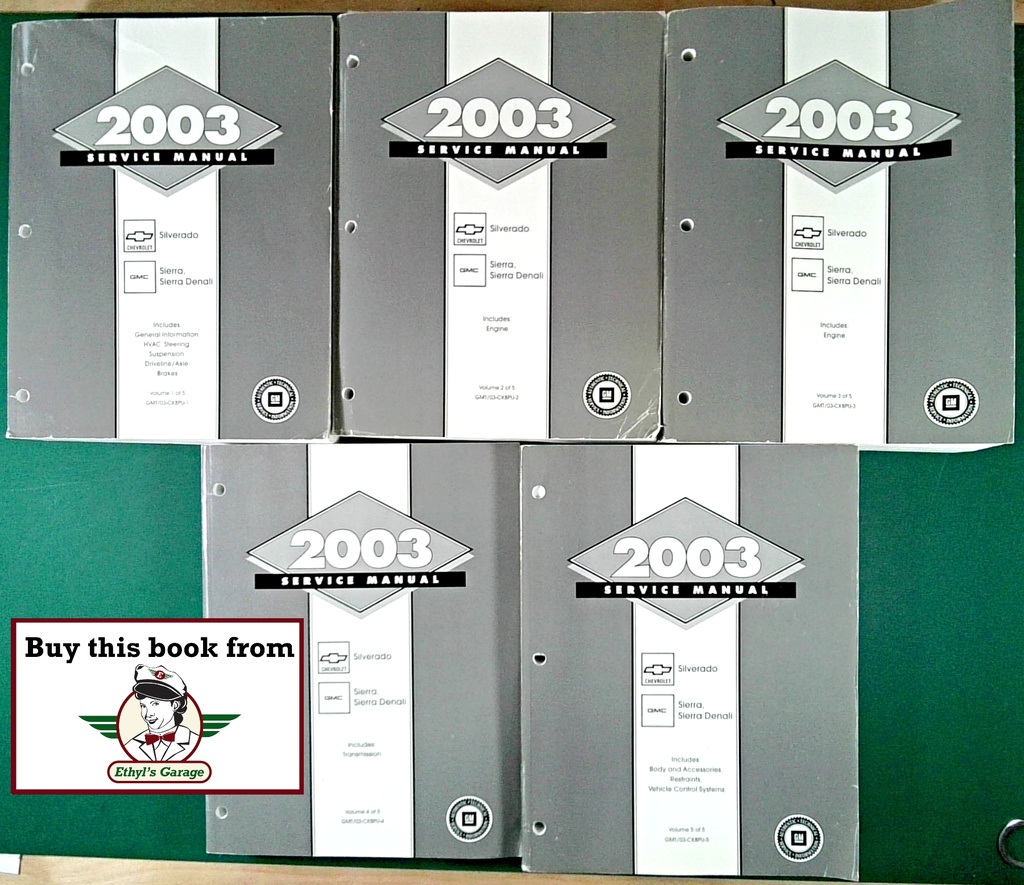 2003 Chevrolet/GMC C/K8PU Truck Factory Shop Repair Service Manual 5 Vol. Set—Silverado, Sierra, Sierra Denali