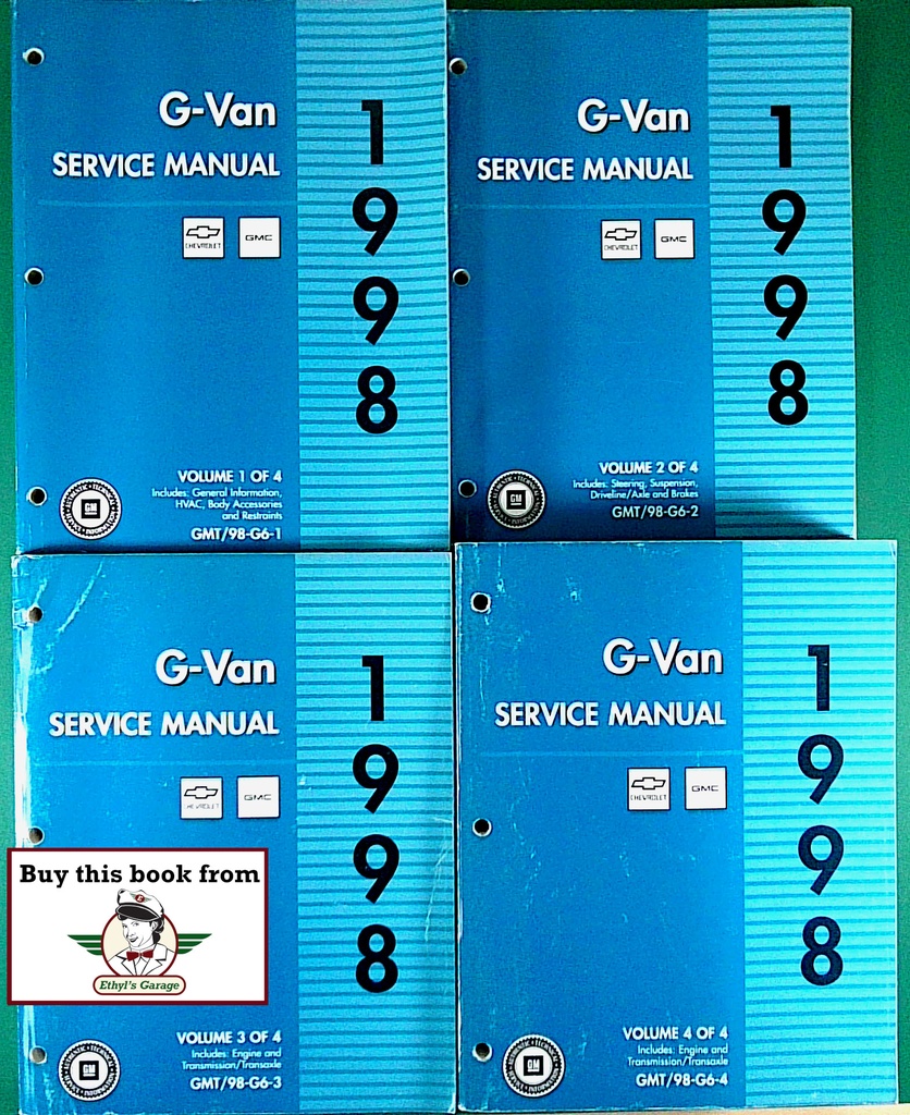 1998 Chevrolet/GMC G-Van, Chevrolet Express, GMC Savana Shop Repair Maintenance Service Manual 4 Vol. Set