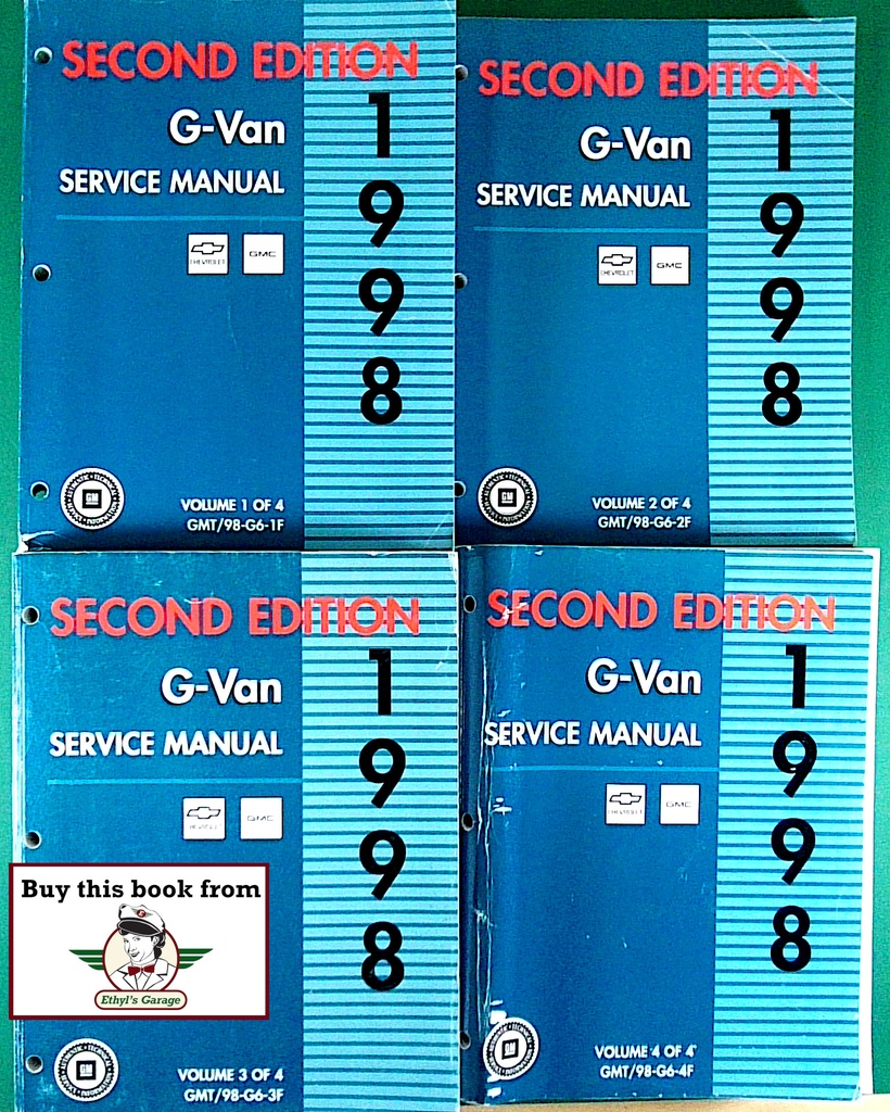 1998 Chevrolet/GMC G-Van, Chevrolet Express, GMC Savana Shop Repair Maintenance Service Manual Second Edition 4 Vol. Set