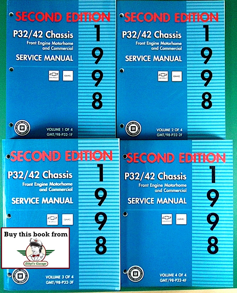 1998 Chevrolet/GMC P32/P42 Front Engine Motorhome and Commercial Chassis Shop Repair Maintenance Service Manual 4 Vol. Set Second Edition