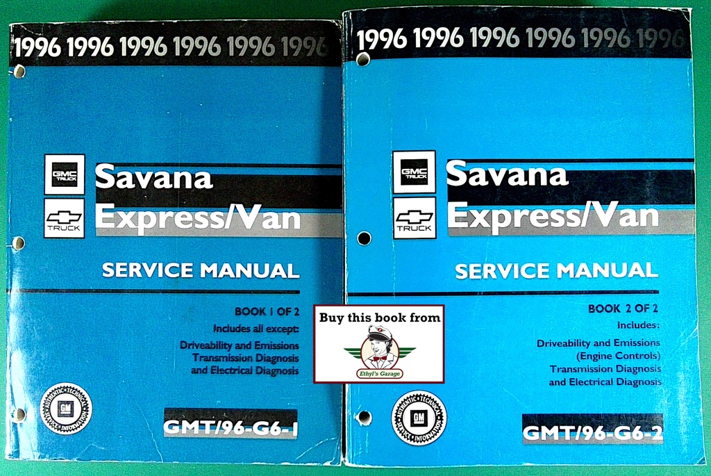 1996 Chevrolet/GMC G-Van, Chevrolet Express, GMC Savana Shop Repair Maintenance Service Manual 2 Vol. Set