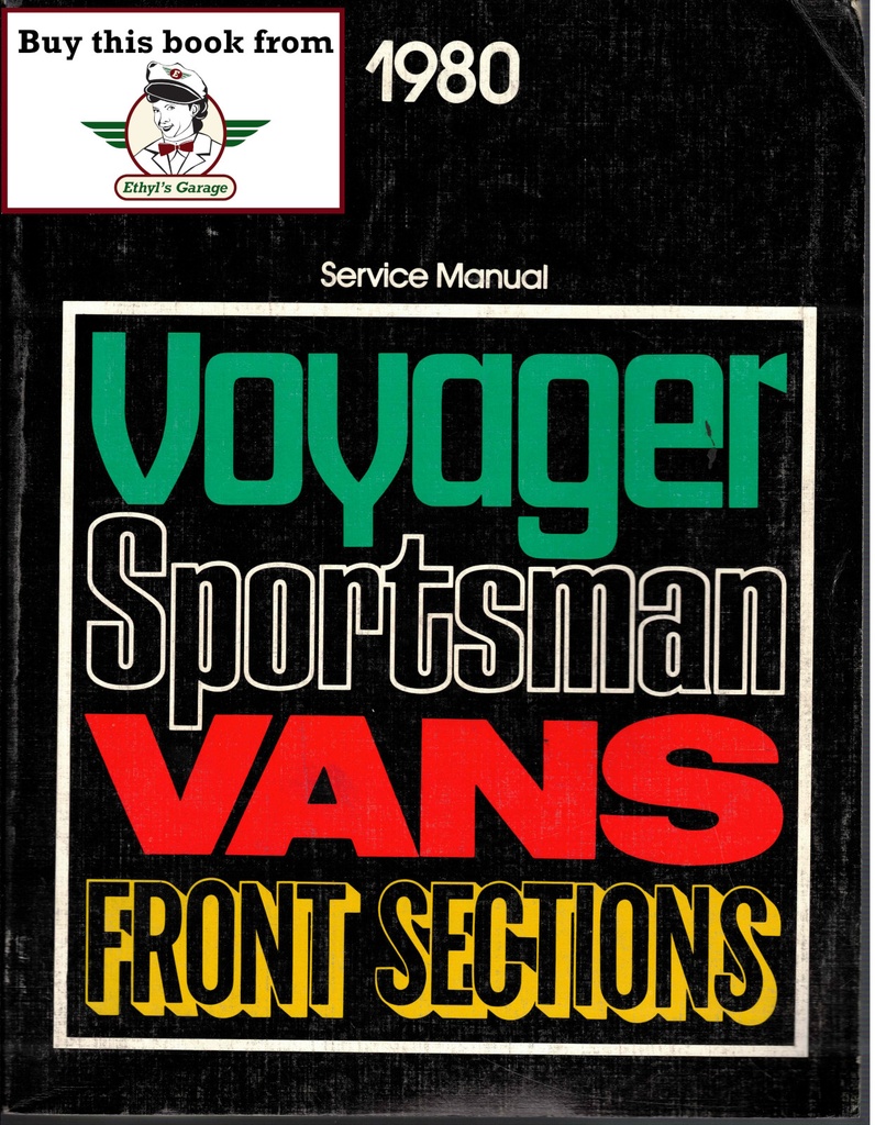 1980 Dodge Sportsman and Plymouth Voyager Full-Size Van Shop Maintenance Repair Service Manual