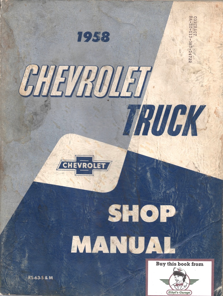 1958 Chevrolet Truck Factory Repair Maintenance Shop Service Manual