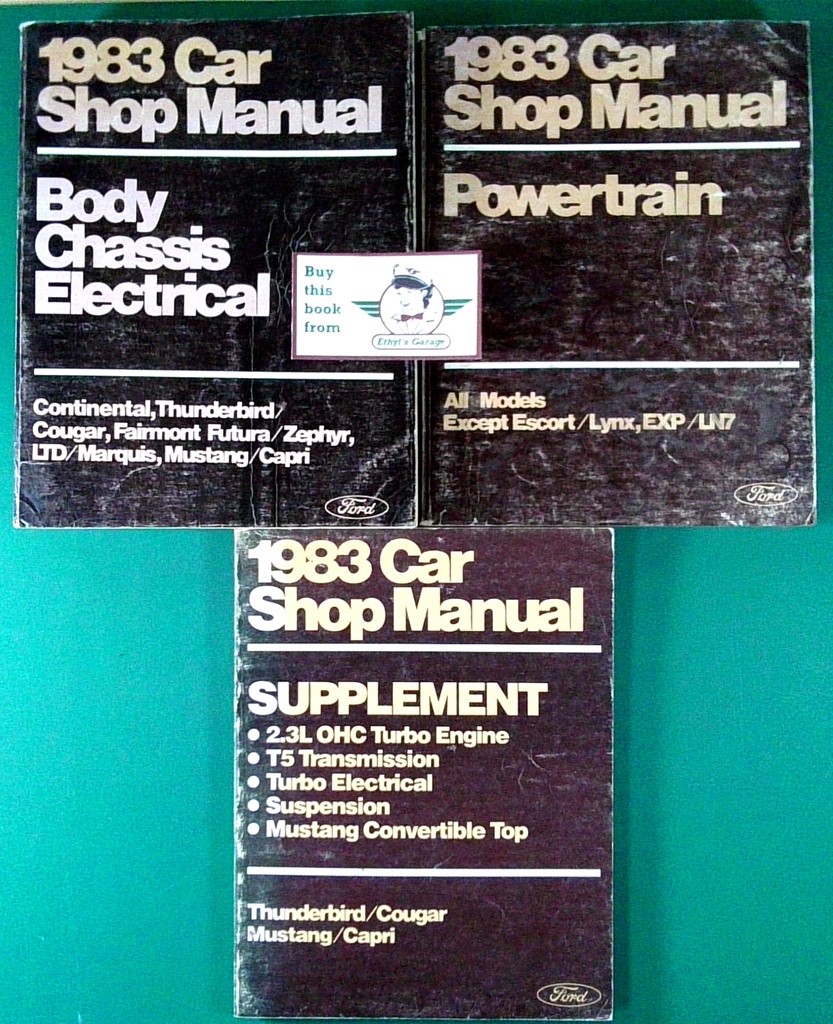 1983 Ford Mustang Mercury Capri Thunderbird Turbo Coupe Factory OEM Shop Repair Service Manual 3 Vol. Set