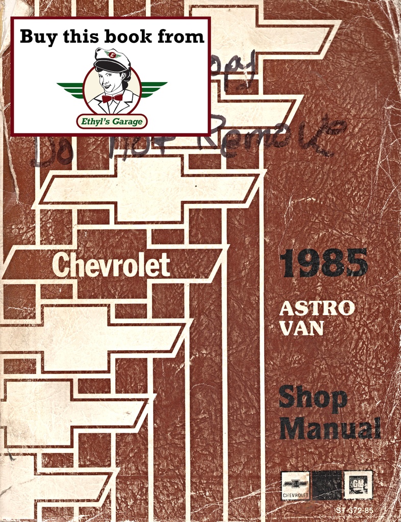 1985 Chevrolet Astro M Van Factory Service Shop Repair Manual