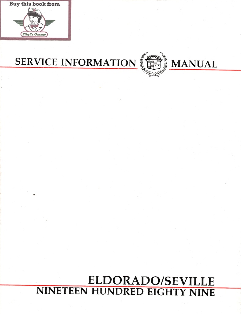 1989 Cadillac Eldorado, Seville Factory OEM Shop Service Repair Manual
