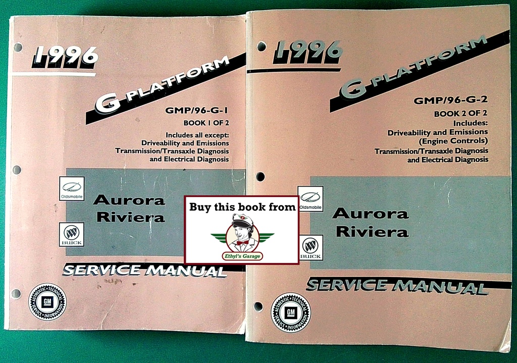 1996 Oldsmobile Aurora, Buick Riviera G-Platform OEM Factory Shop Service Repair Manual 2 Vol Set
