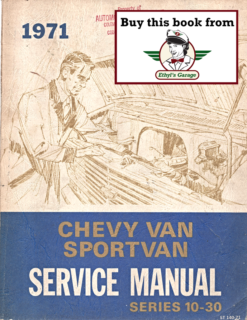 1971 Chevrolet Chevy Van, Sport Van Factory Shop Repair Service Manual