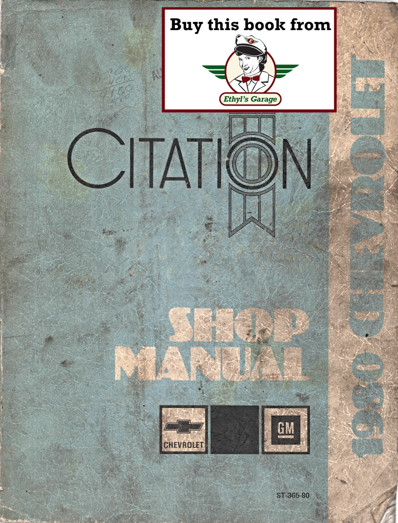 1980 Chevrolet Citation Factory Shop Repair Service Manual