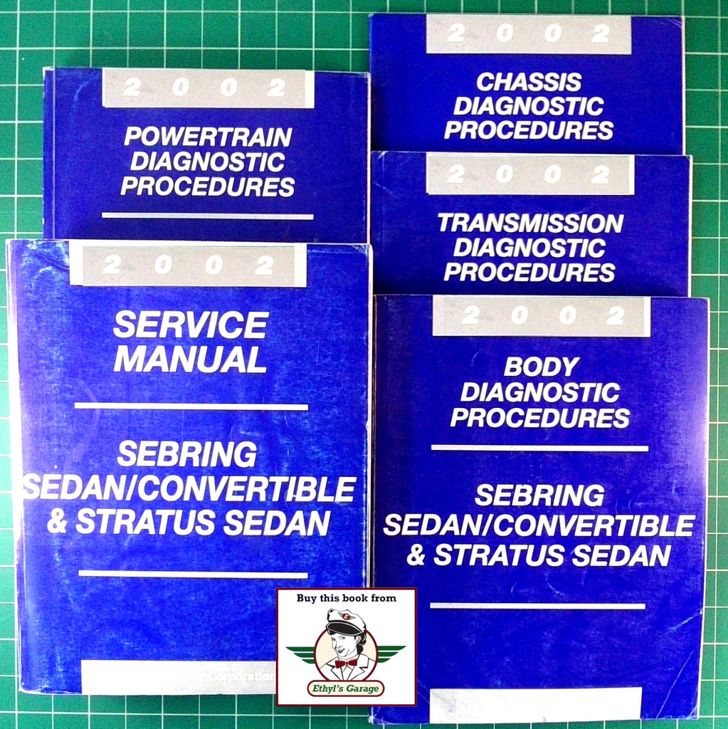 2002 Chrysler Sebring Sedan/Convertible & Dodge Stratus Service & Diagnostic Shop Manuals Complete 5 Vol. Set