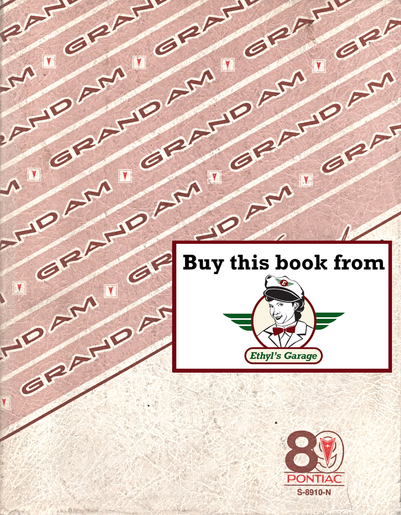 1989 Pontiac Grand Am Factory Shop Repair Service Manual