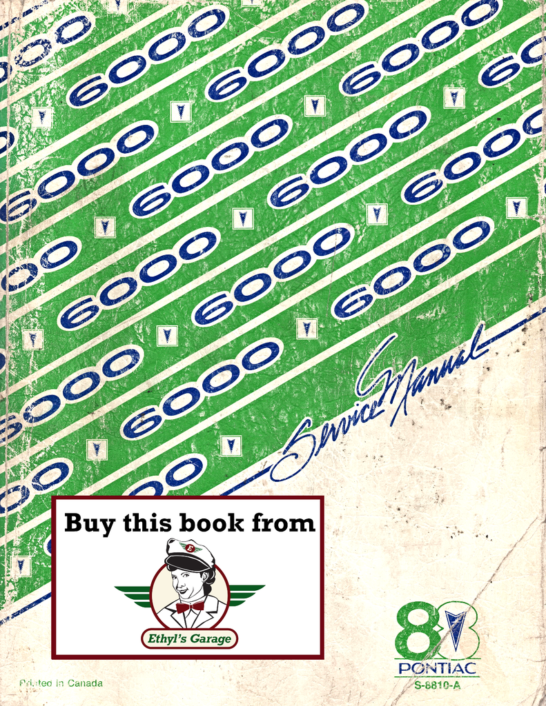 1988 Pontiac 6000 Factory Shop Repair Service Manual