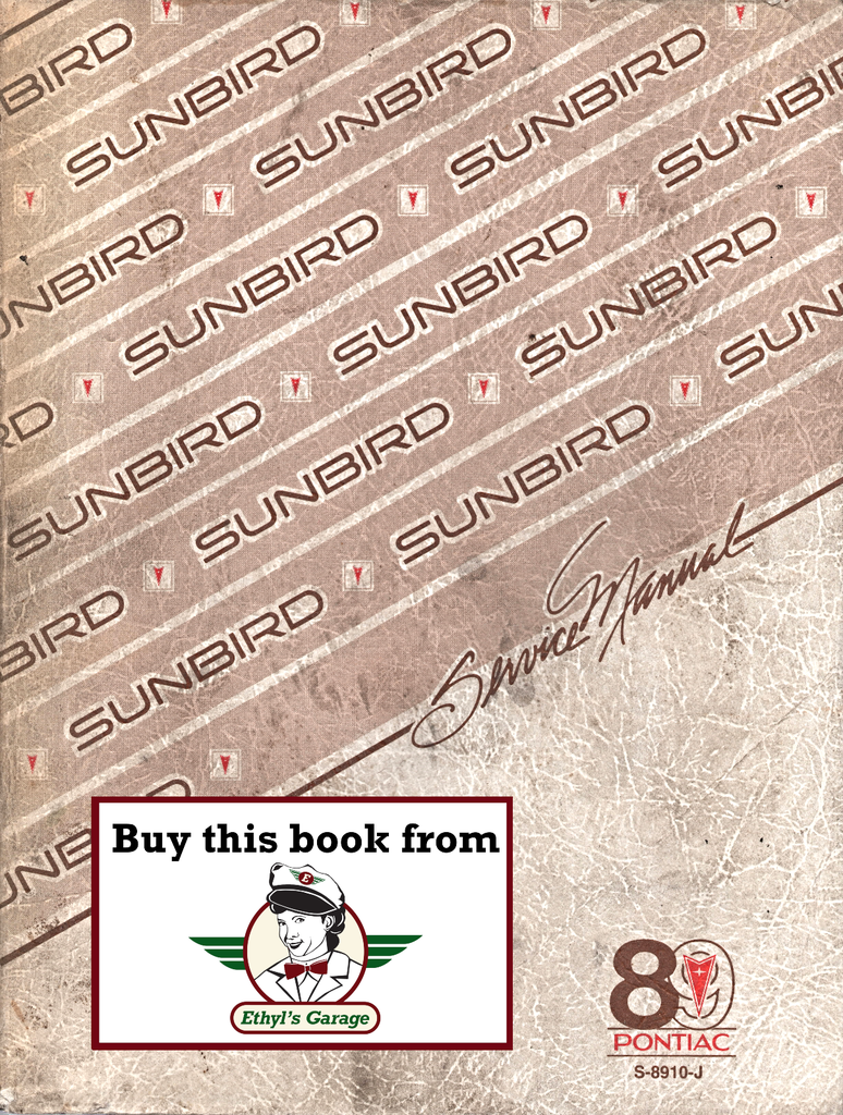 1989 Pontiac Sunbird Factory Shop Repair Service Manual