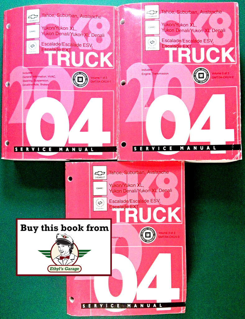 2004 GM Chevrolet Tahoe, Suburban & Avalanche; GMC Yukon & Denali; Cadillac Escalade ESV & EXT Factory Shop Repair Service Manual Set