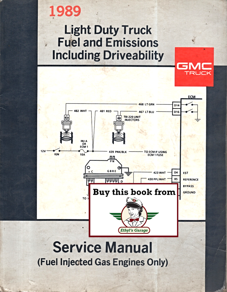 1989 GMC Light Duty Factory Fuel & Emissions Including Driveability Tune-up Manual C/K Pickup Suburban Jimmy G-Van P-Van M-Van S/T Truck