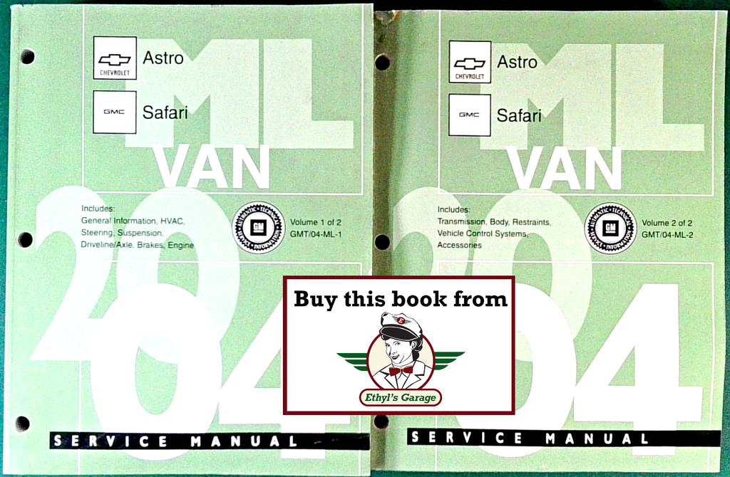 2004 Chevrolet Astro, GMC Safari Factory Shop Repair Service Manual 2 Vol. Set