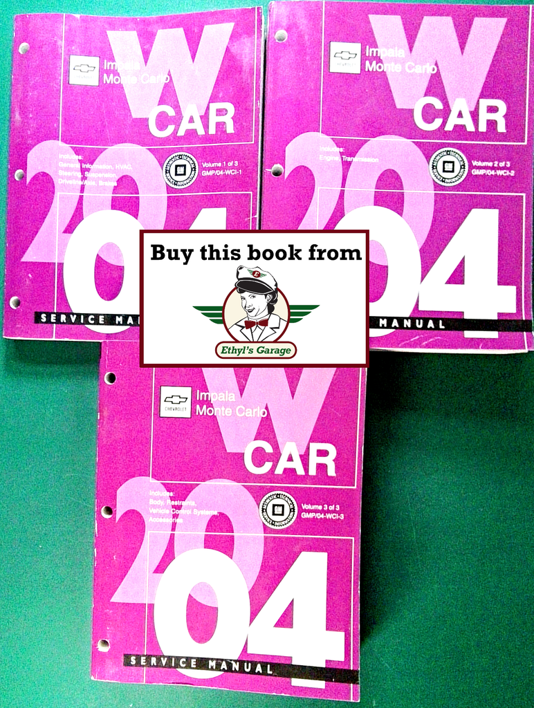 2004 Chevrolet Impala, Monte Carlo Factory Shop Repair Service Manual 3 Vol. Set