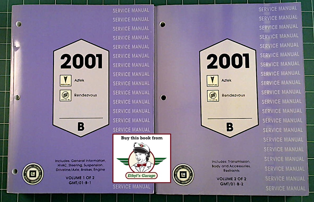 2001 Pontiac Aztek & Buick Rendezvous Shop Repair Service Manual Complete 2 Vol. Set