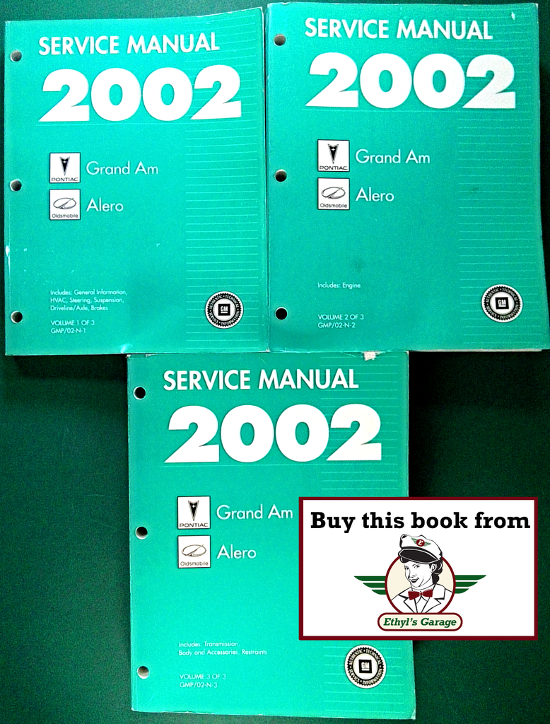2002 Pontiac Grand Am, Oldsmobile Alero Factory Shop Repair Service Manual 3 Vol. Set