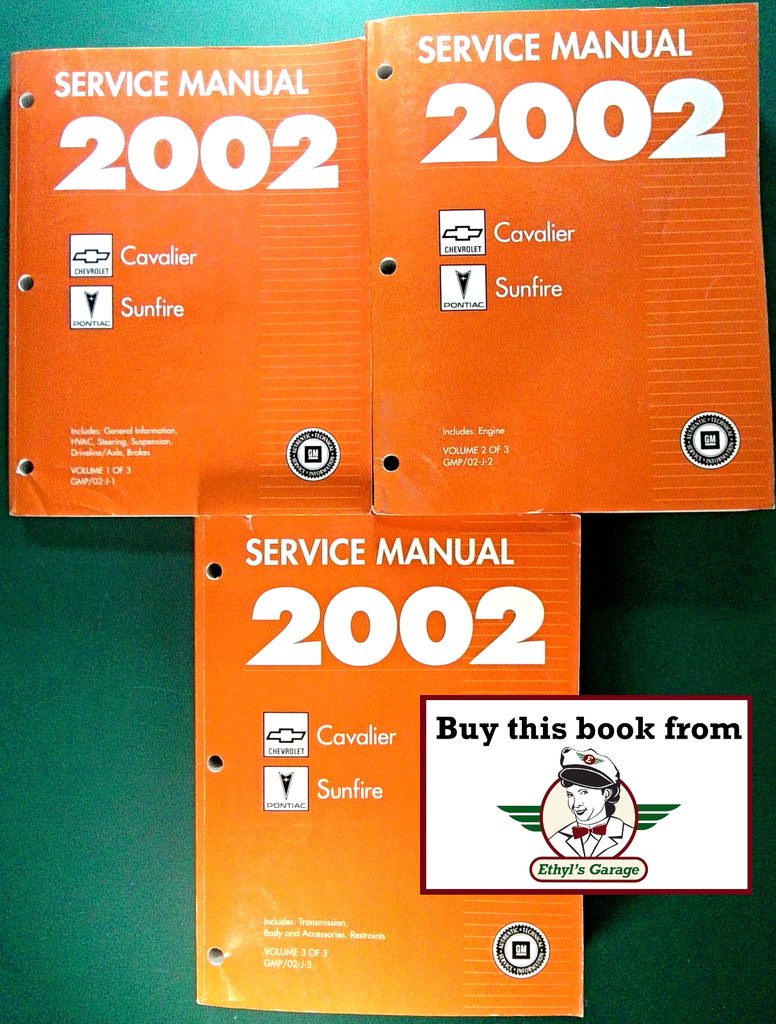 2002 Chevrolet Cavalier, Pontiac Sunfire Factory Shop Repair Service Manual 3 Vol. Set 