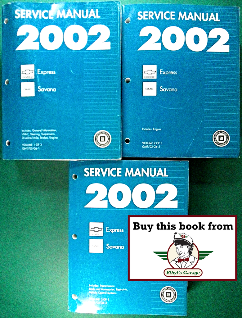 2002 Chevrolet/GMC G-Van, Chevrolet Express, GMC Savana Factory Shop Repair Service Manual Set