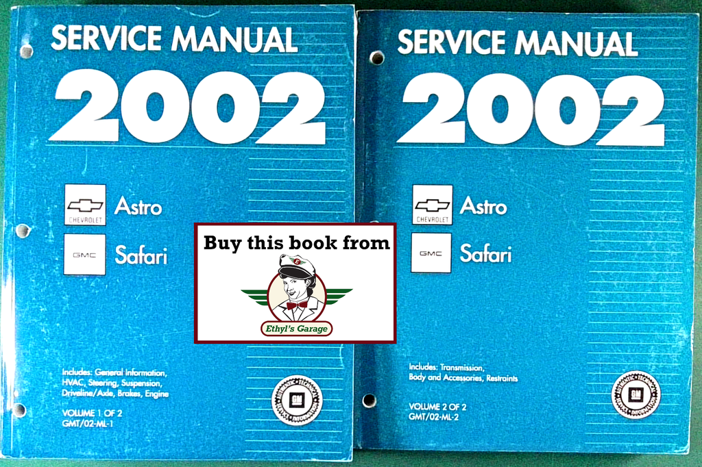 2002 Chevrolet Astro, GMC Safari Factory Shop Repair Service Manual 2 Vol. Set