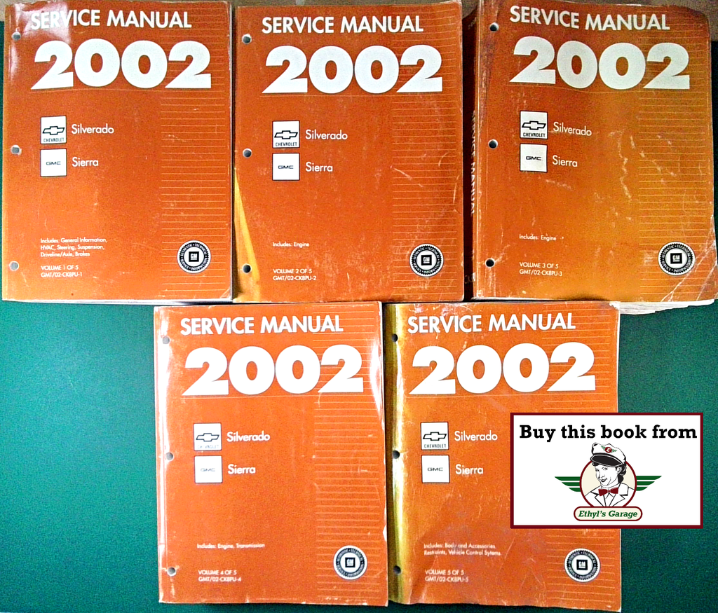 2002 Chevrolet Silverado, GMC Sierra C/K Pickup Factory Shop Repair Service Manual 5 Vol. Set