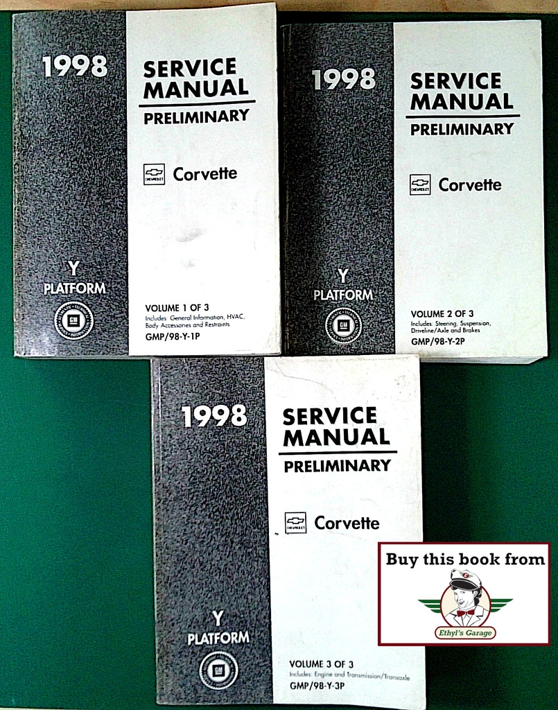1998 Chevrolet Corvette Repair Shop Maintenance Service Preliminary Manual Complete 3 Vol. Set