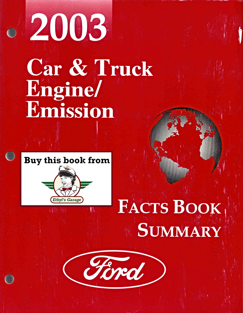 2003 Ford Car & Truck Factory Engine/Emissions Facts Book Summary