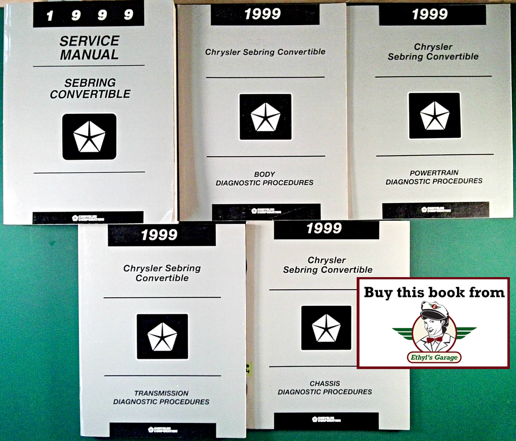 1999 Chrysler Sebring Convertible Factory Shop Repair Service & Diagnostic Manuals 5 Vol. Set