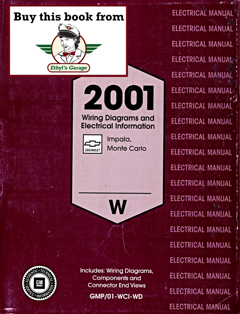 2001 Chevrolet Impala, Monte Carlo (W Platform) Factory Wiring Diagrams Manual
