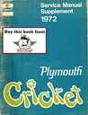 1972 Plymouth Cricket Factory Shop Repair Service Manual Supplement