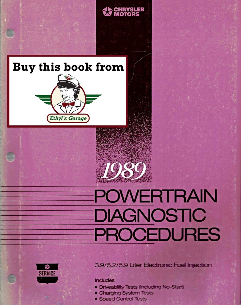1989 Dodge Ram 3.9L/5.2L/5.9L V6/V8 Powertrain Diagnostic Procedures Factory Service Manual