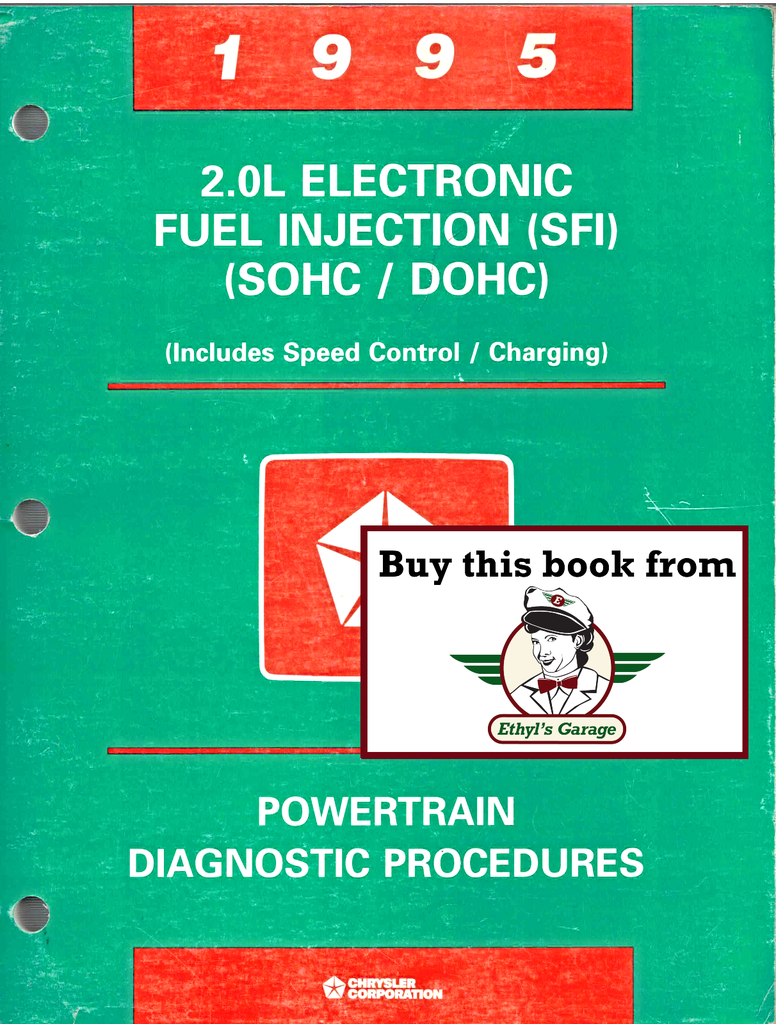 1995 Chrysler/Dodge/Eagle/Plymouth 2.0L Electronic Fuel Injection SFI SOHC/DOHC Powertrain Diagnostic Procedures Factory Service Manual