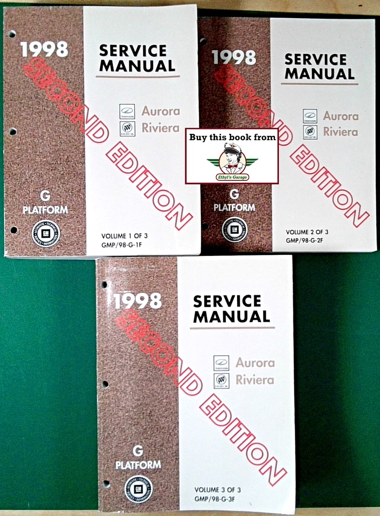 1998 Oldsmobile Aurora, Buick Riviera G Platform Factory Shop Service Repair Manual 3 Vol Set 2nd Edition