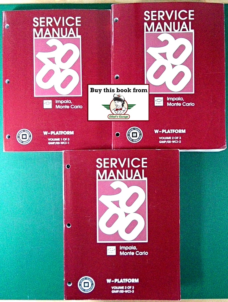 2000 Chevrolet Impala & Monte Carlo W-Platform Shop Repair Service Manual 3 Vol. Set