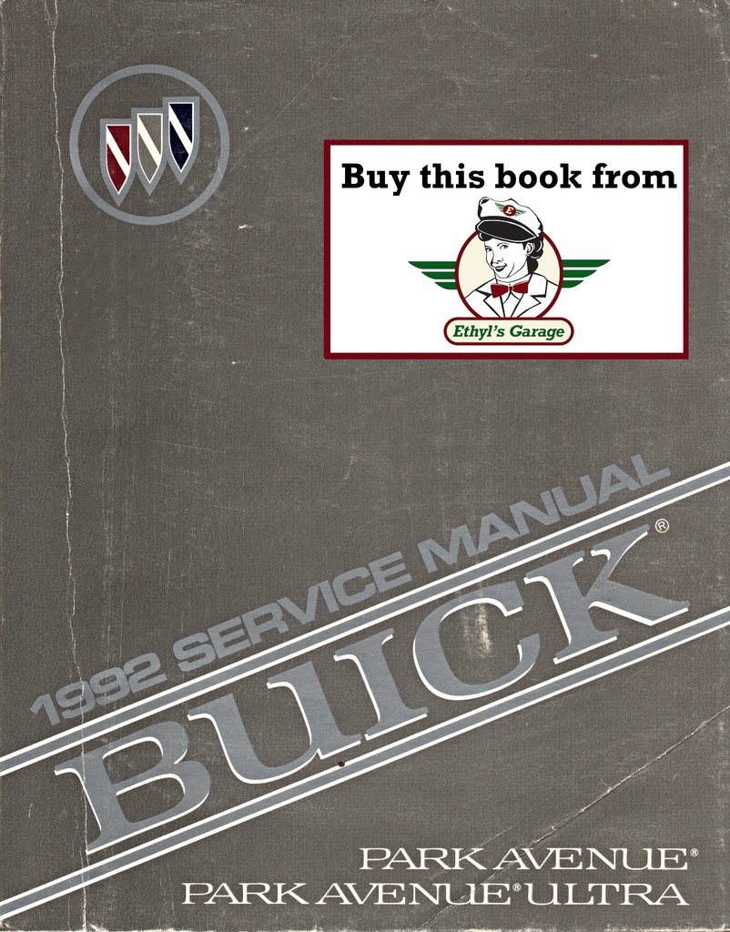 1992 Buick Park Avenue, Park Avenue Ultra OEM Factory Shop Service Repair Manual