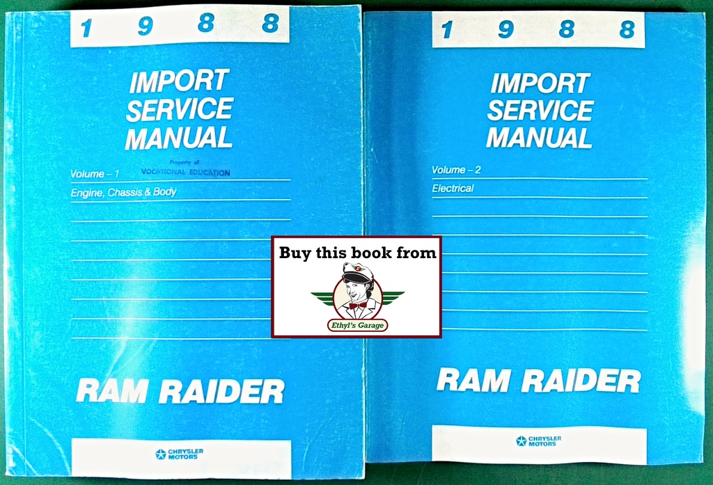 1988 Dodge Ram Raider Shop Maintenance Repair Service & Electrical Manual 2 Vol. Set