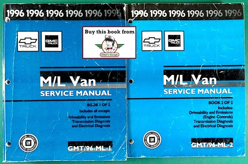 [GMT96ML1A/2] 1996 Chevrolet/GMC Astro and Safari M/L Van Service Shop Manual+Tune Up/Electrical Set