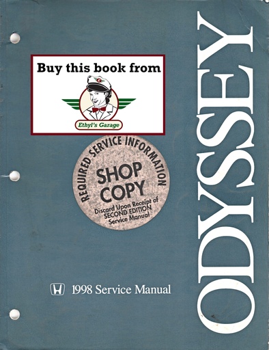 [HO199861SX003A] 1998 Honda Odyssey Shop Service Repair Manual