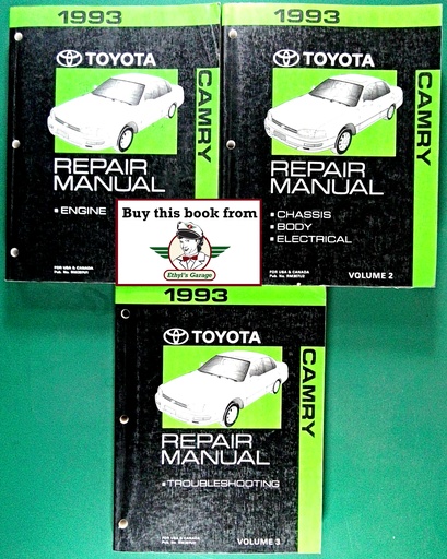 [TOY1993RM307UA/3] 1993 Toyota Camry OEM Shop Service Repair Manual 3 Vol Set