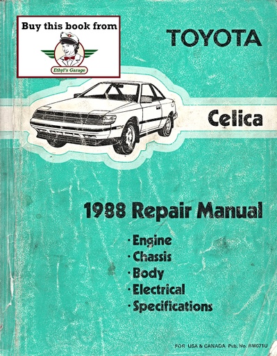 [TOY1988RM071UA] 1988 Toyota Celica OEM Shop Service Repair Manual