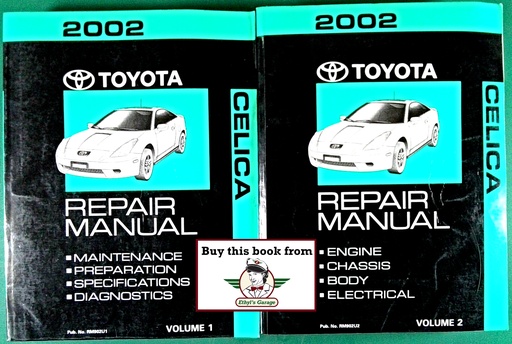 [TOY2002RM902UA/2] 2002 Toyota Celica OEM Shop Service Repair Manual 2 Vol Set